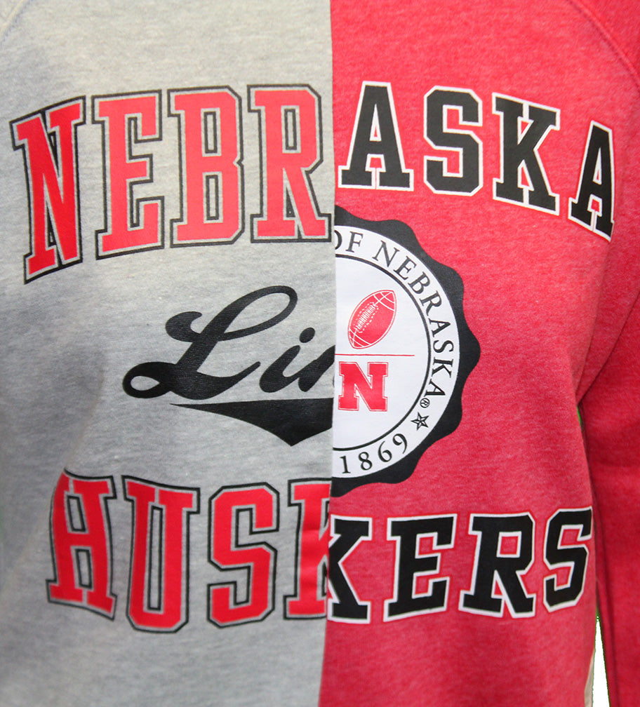 Womens Half N Half Nebraska Fleece Sweat