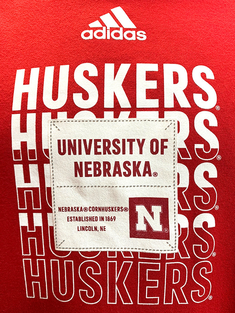 Adidas 2024 Huskers Free Pass Fashion 3 Stripe Pullover Hoodie