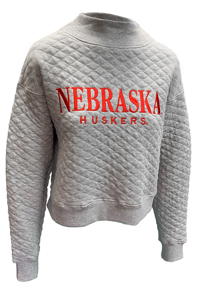 Womens Nebraska Huskers Quilted Mock Neck Sweatshirt