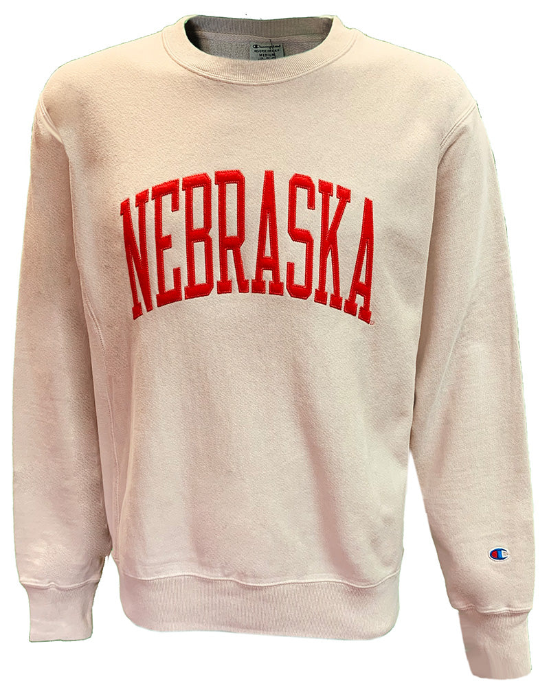 Nebraska Reverse Weave Champion Beige Crew