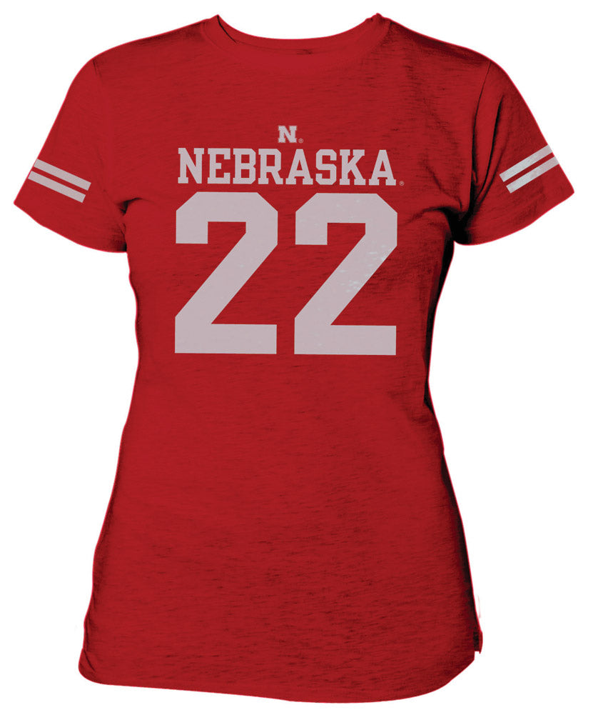Ladies #22 Red Football Tee