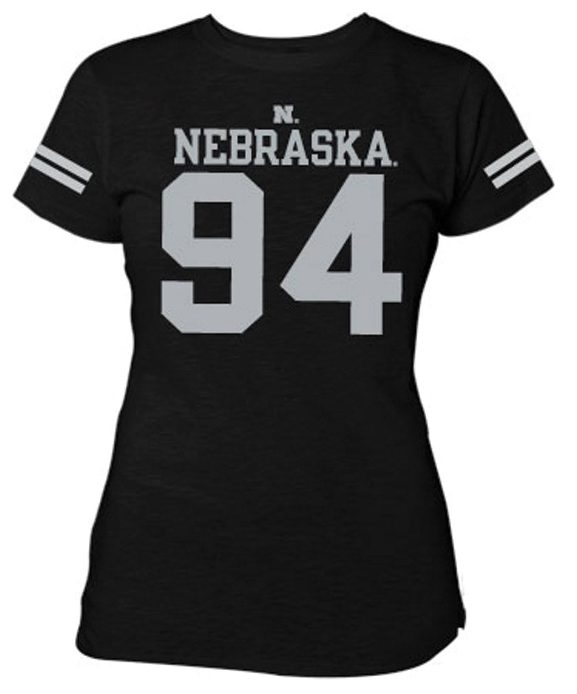 Ladies #94 Black Football Tee