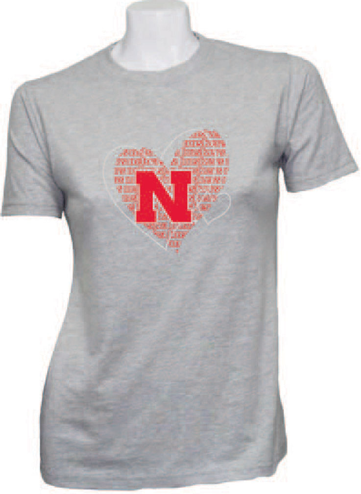 Red Foil Heart Tee-Grey