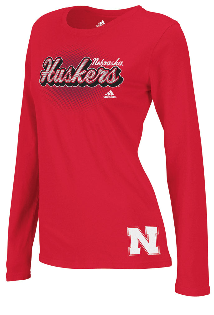 W. ADIDAS RHINESTONE HUSKERS L/S TEE