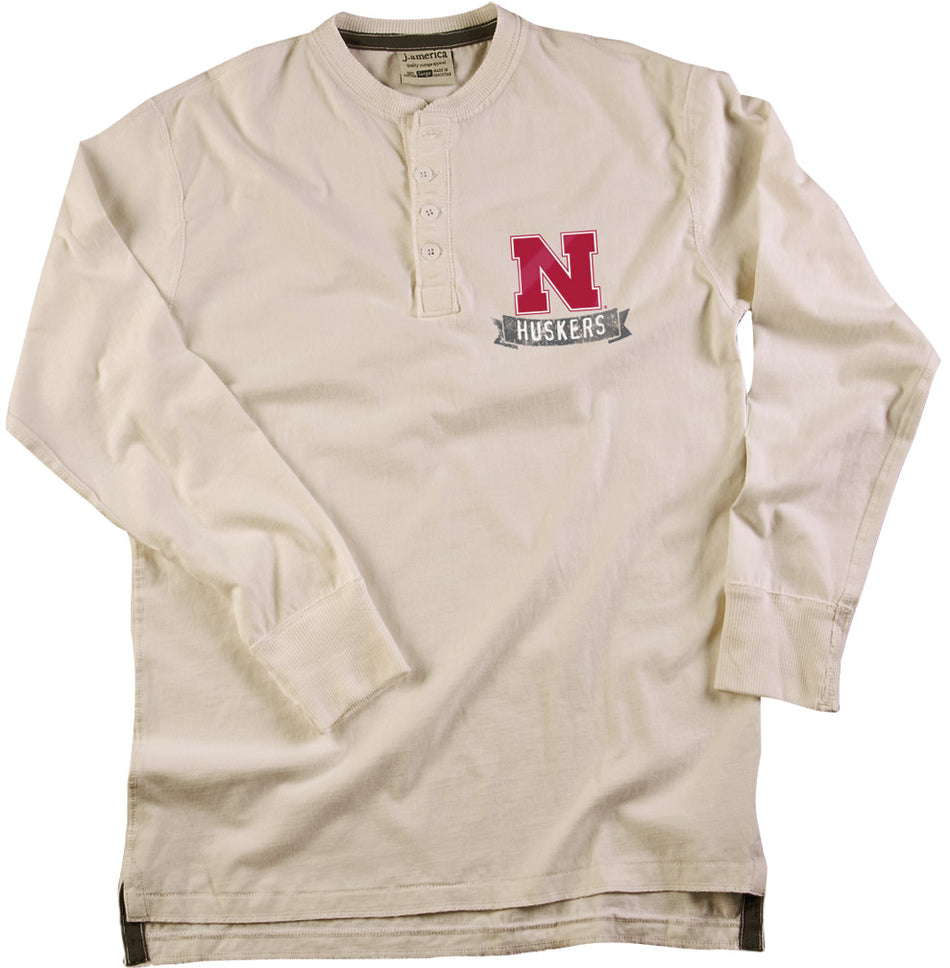 ANTIQUE WHITE L/S VINTAGE HENLEY