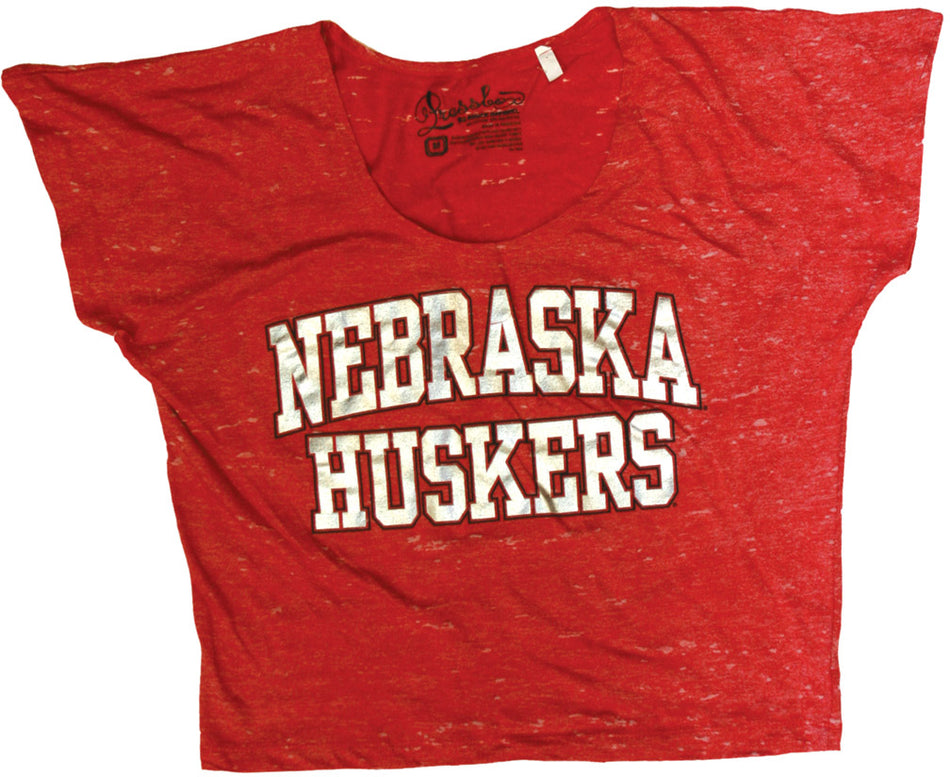 SHIMMERING CROPTOP BURNOUT RED W/ GLITTER FOIL