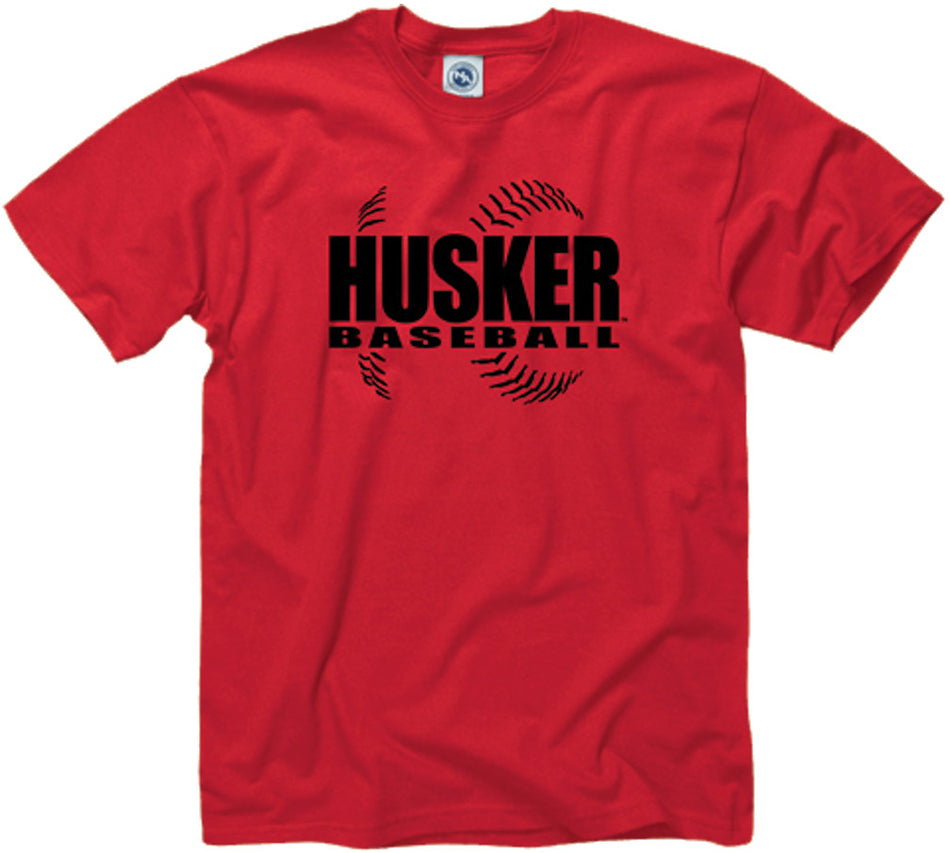 RED TEE W/ BLK 'HUSKER BASEBALL'