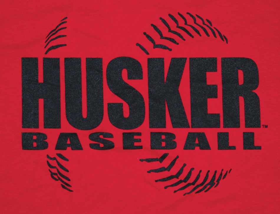 RED TEE W/ BLK 'HUSKER BASEBALL'