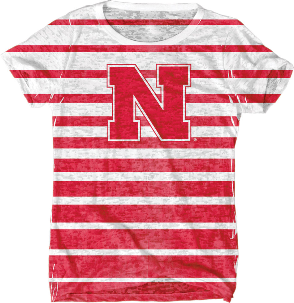 W. STRIPED SUBLIMATION BURNOUT WHT TEE