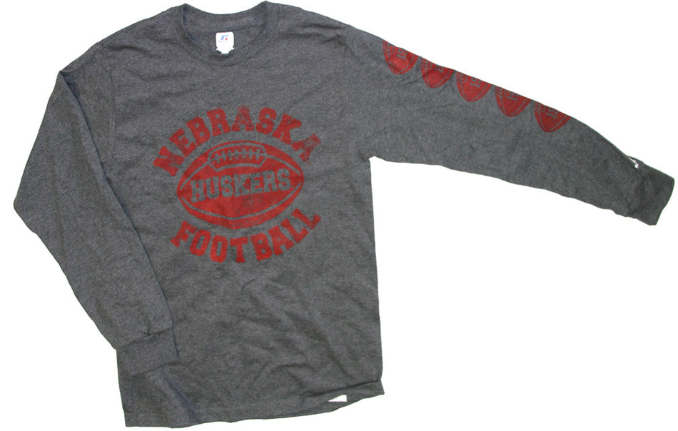 BLK HTHR L/S FOOTBALL TEE