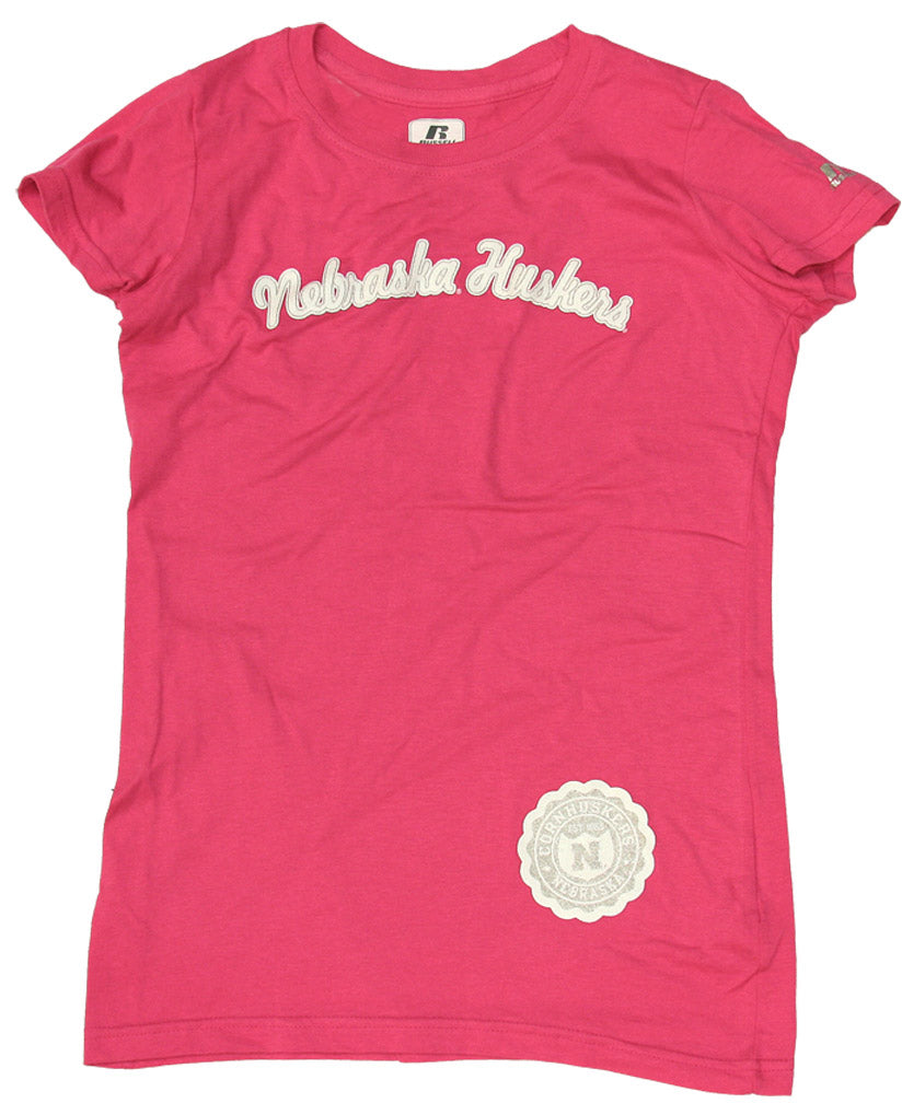 Silver Arched Nebraska Ladies Pink Tee