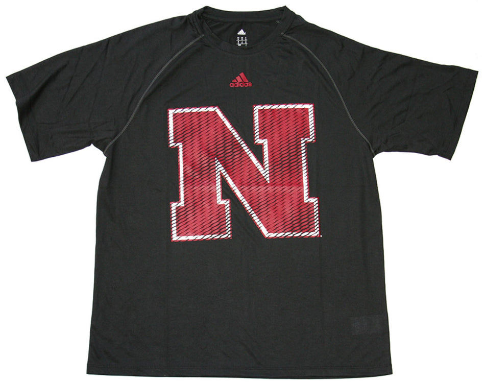 Adidas Black Nebraska Logo Short Sleeve Tee