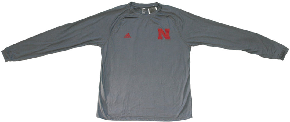 Adidas Red Long Sleeve Climalite logo tee