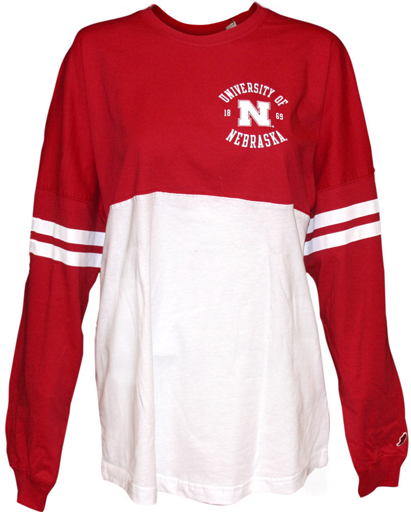 Colorblock RARA Nebraska Football Tee Womens
