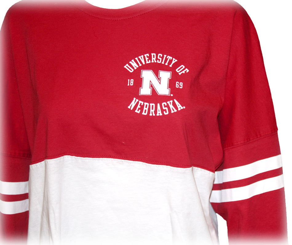 Colorblock RARA Nebraska Football Tee Womens