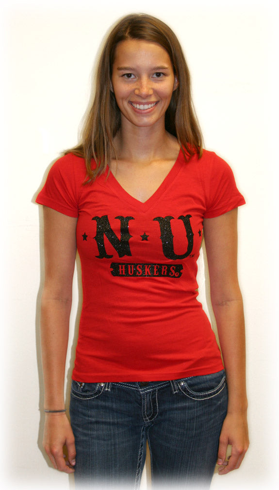 Red V-Neck Tie Tee