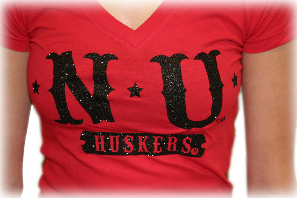Red V-Neck Tie Tee