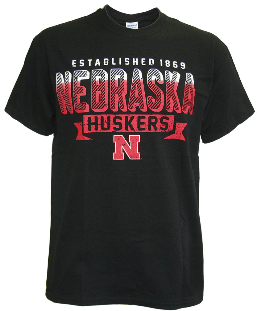 Black Color Fade NE Huskers Tee