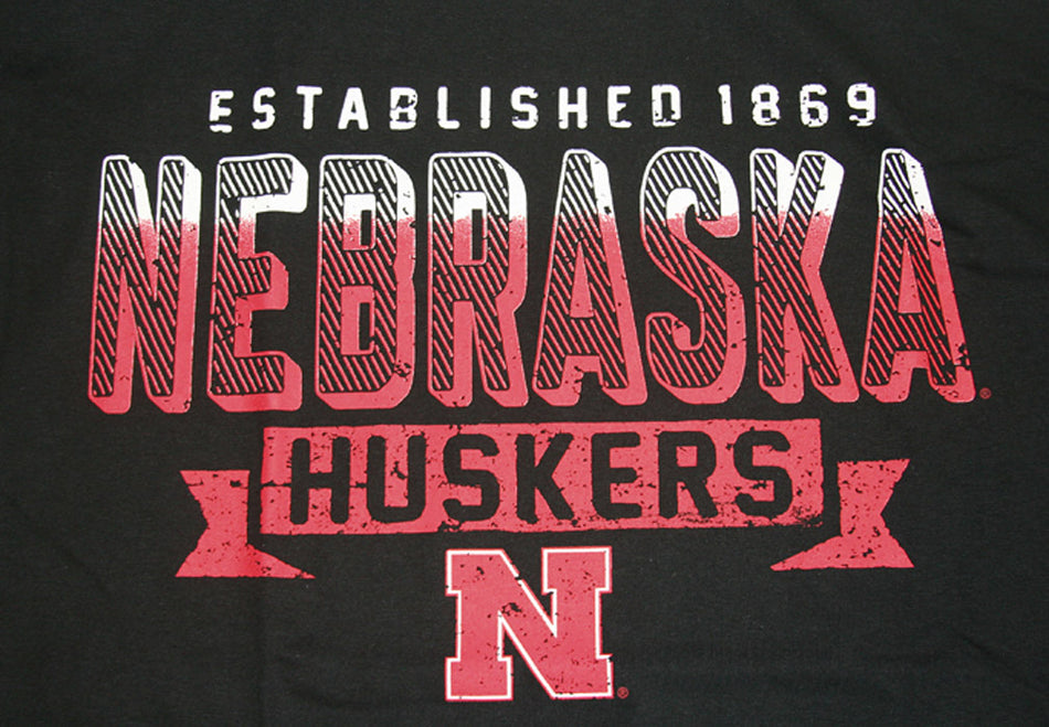 Black Color Fade NE Huskers Tee