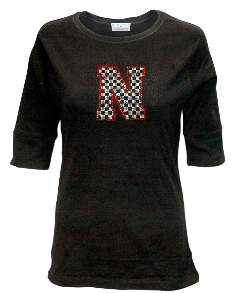Black Checkerboard Bling Tee