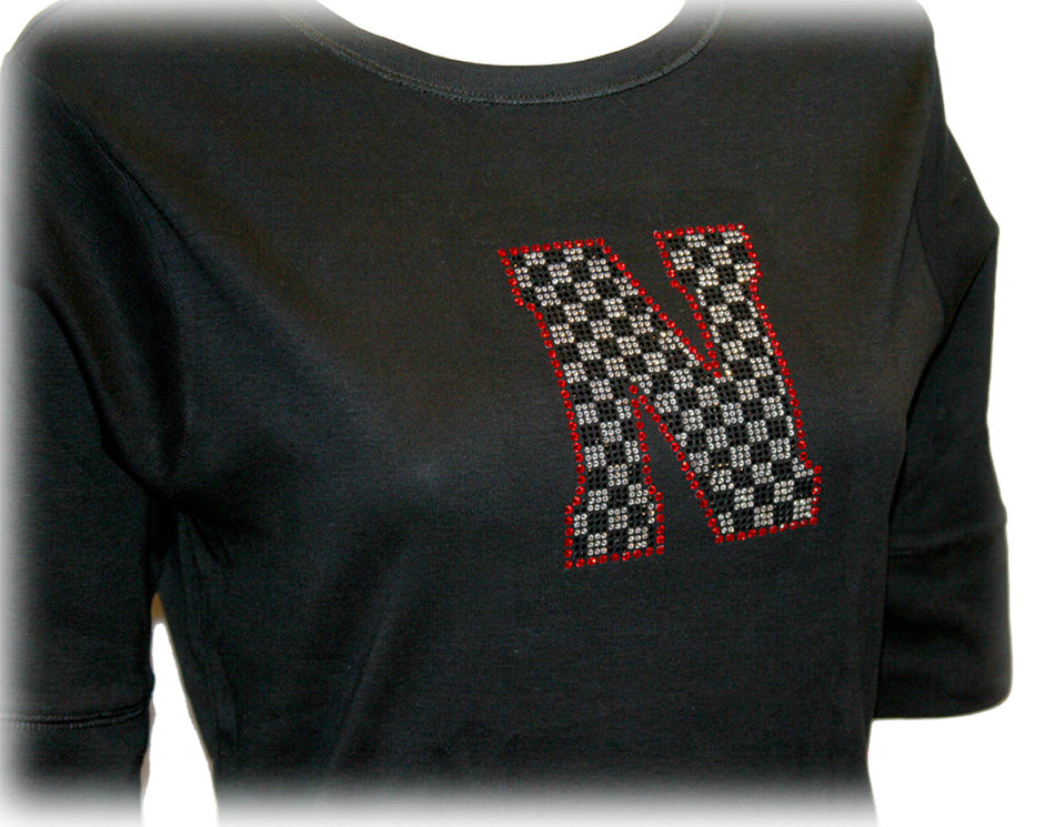 Black Checkerboard Bling Tee