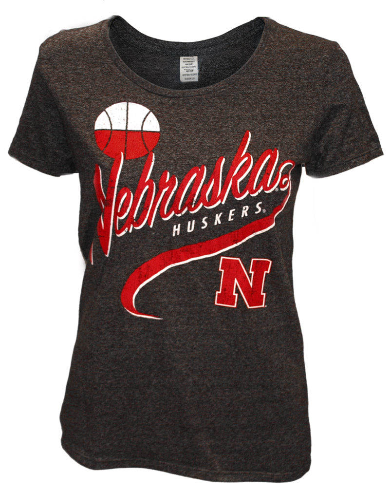 Ladies Black Retro Sweep Basketball Tee