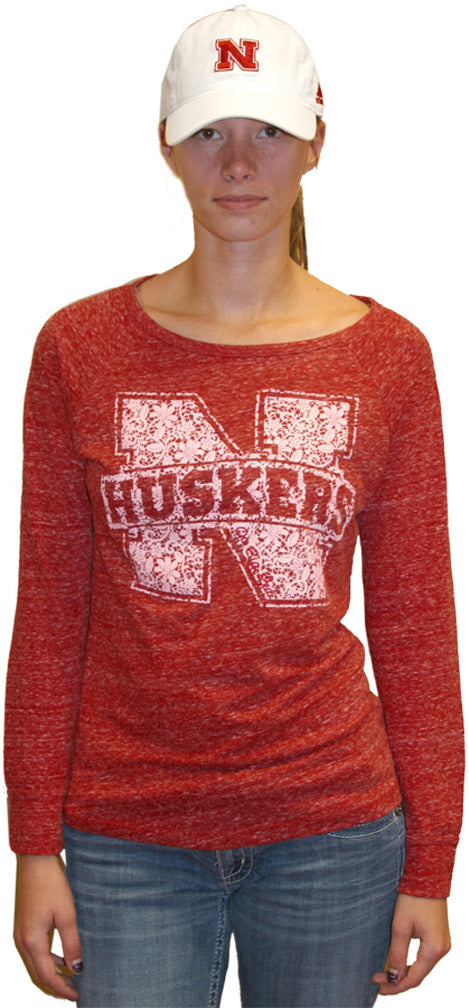 Huskers L/S Pink Lace Pressbox