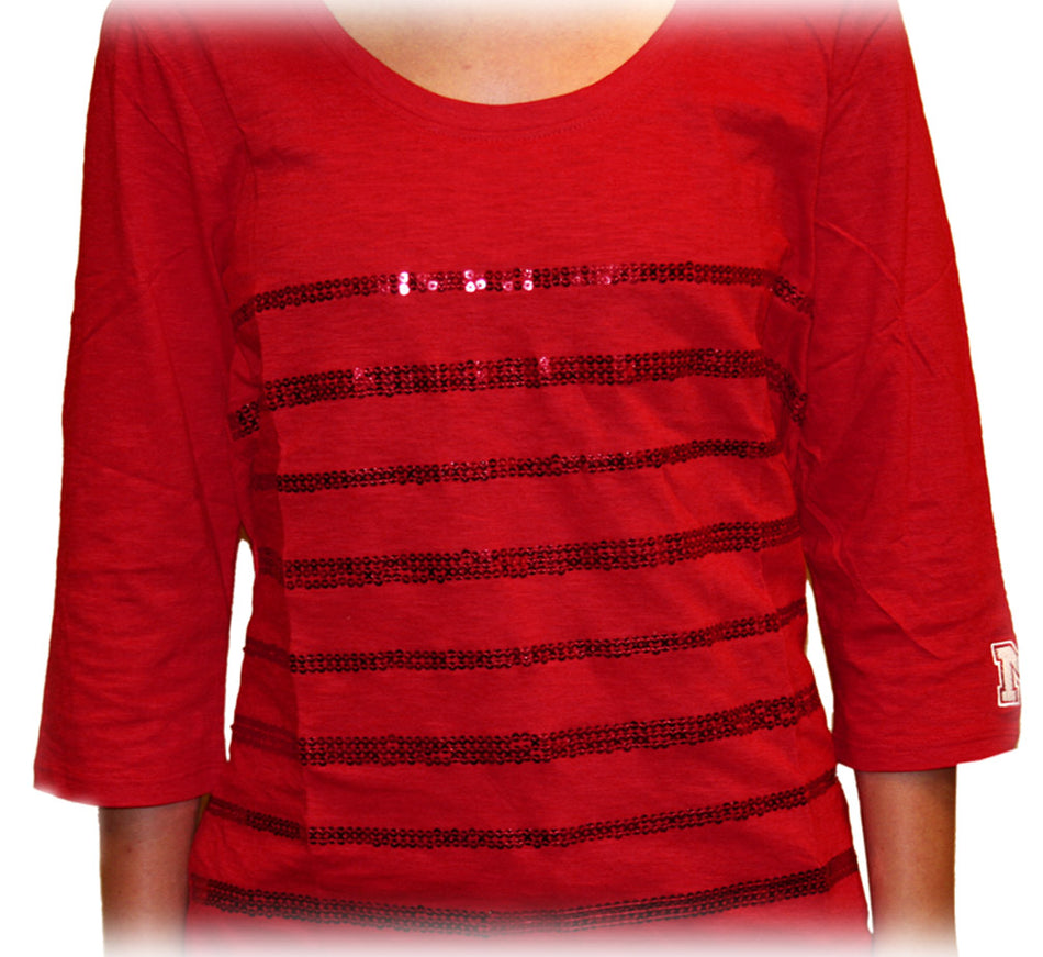 Red Sequins Striped Top UG