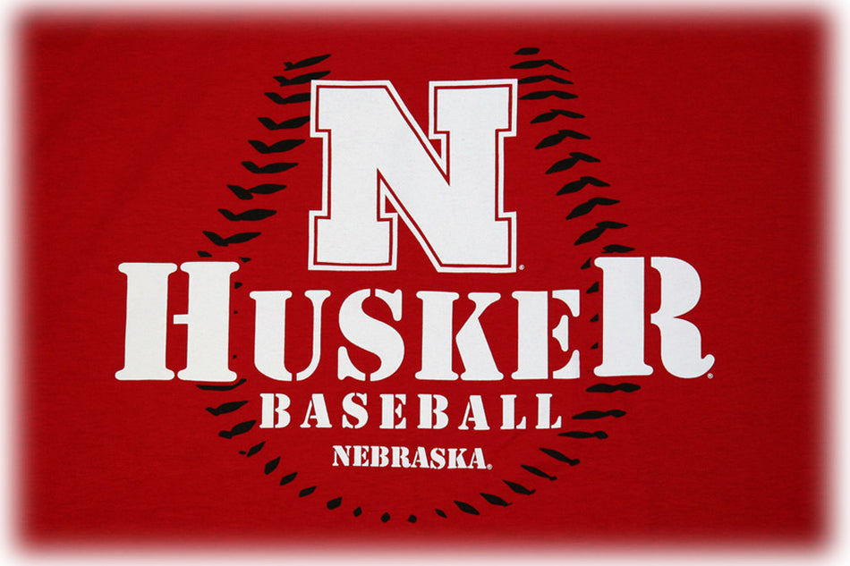 Red Huskers Baseball Tee