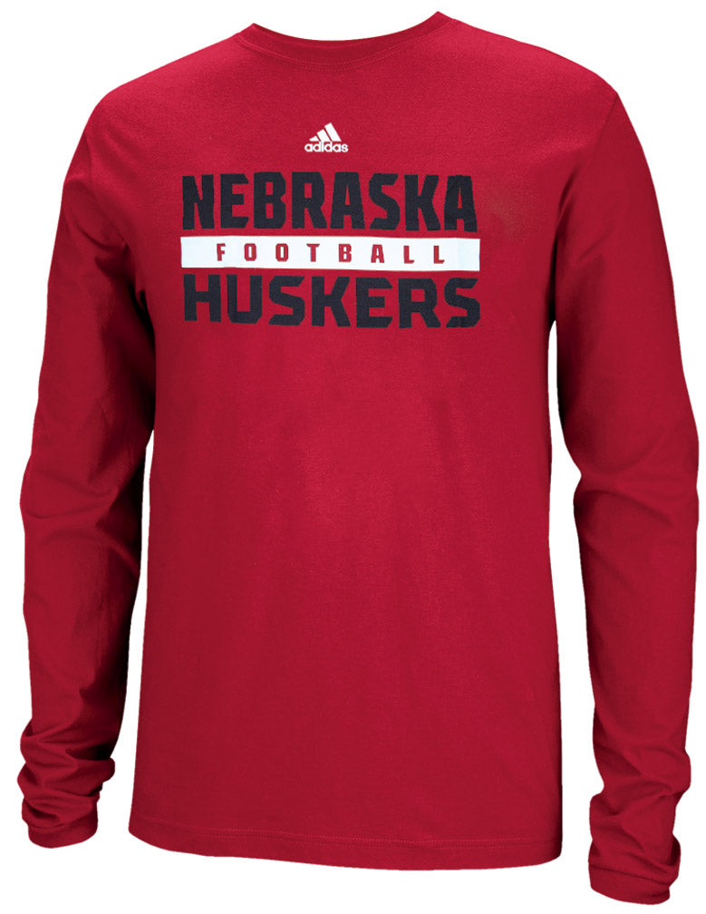 Adidas N-Huskers Football Sideline Practice L/S Tee - Red