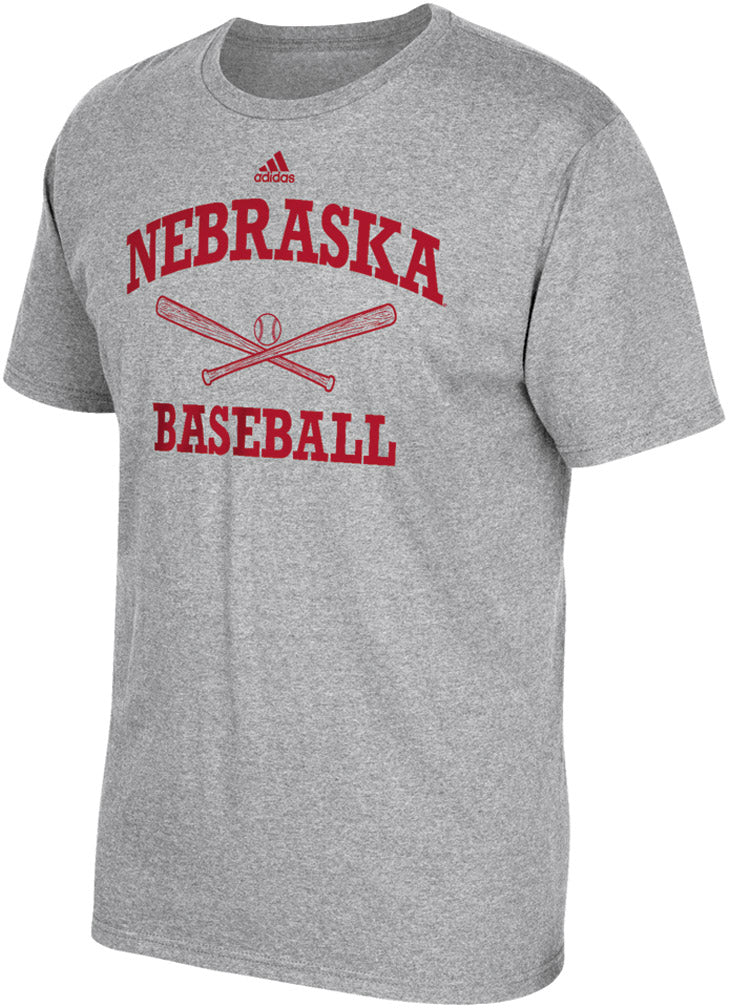 Adidas Nebraska Baseball Sport Tee - Grey