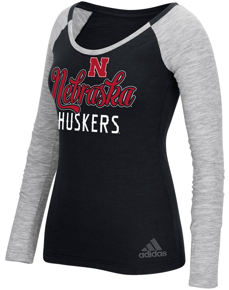 Adidas Ladies Long Sleeve Huskers Tailsweep Bling Slub Tee