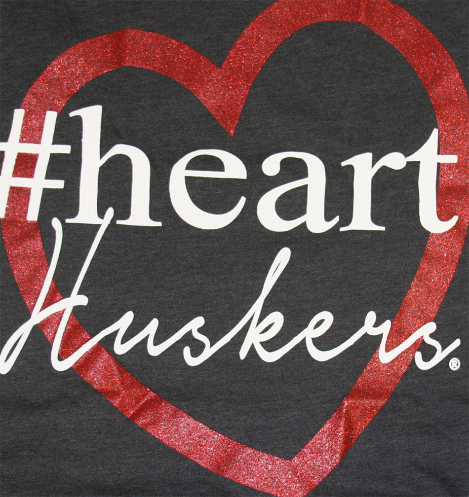 Grey Glitter Heart and Hashtag Tank