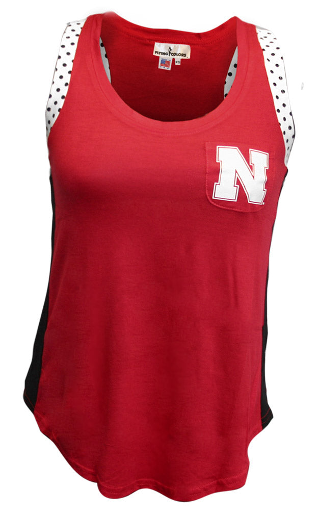 Tri-Color Husker Racer Polka Dots Tank