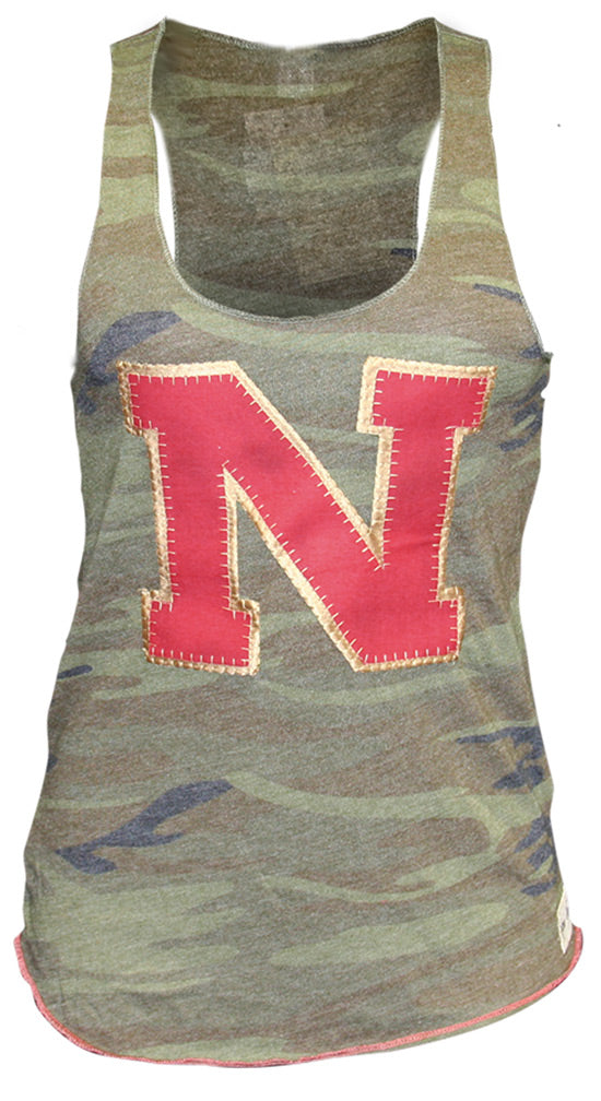 Camo N Huskers Gold Racerback Pixi Tank