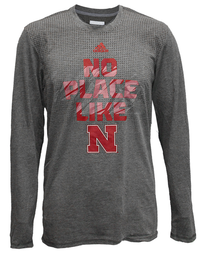 Adidas Black Heather No Place Like Nebraska Long Sleeve Aeroknit