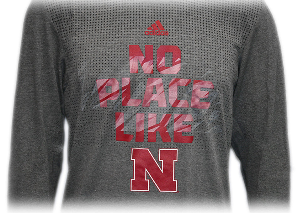 Adidas Black Heather No Place Like Nebraska Long Sleeve Aeroknit