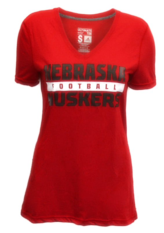 Adidas Ladies Nebraska Huskers Football Practice Tee - Red