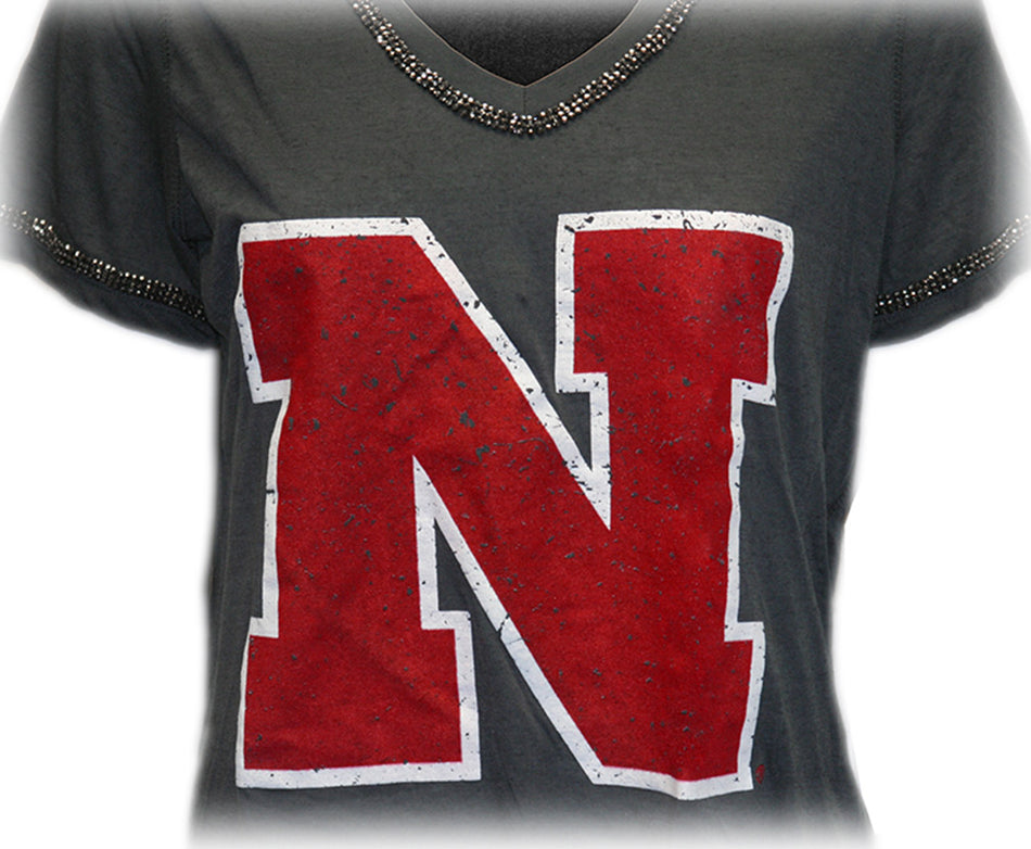 Ladies Bling Trim Husker N Gameday Tee