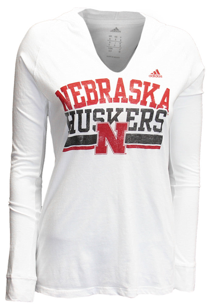 Adidas Nebraska Huskers Iron N Ladies Hooded Tee