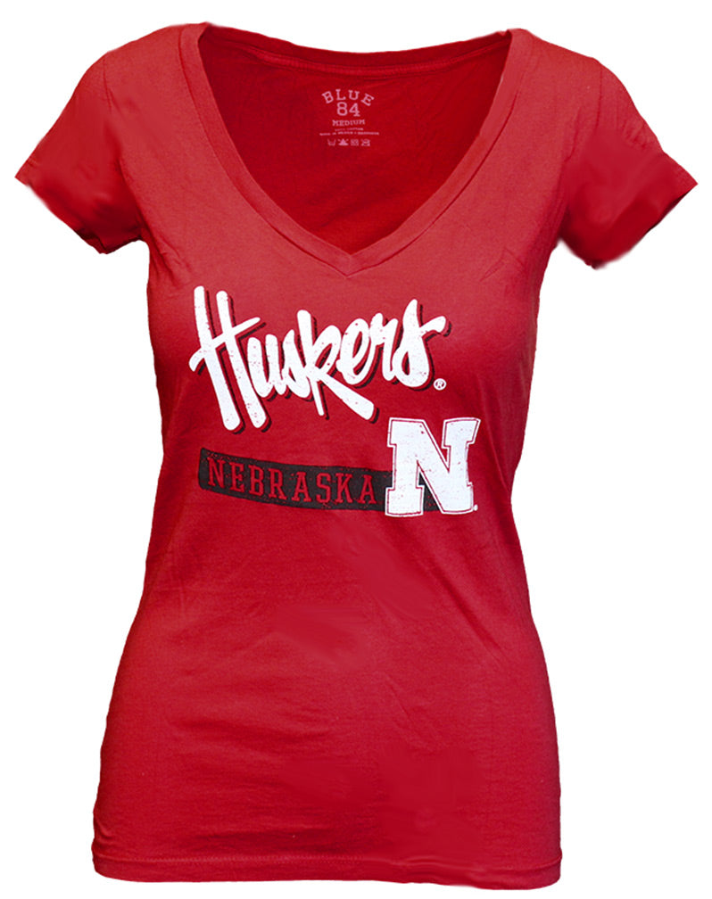 Ladies Huskers Nebraska V-Neck Tee