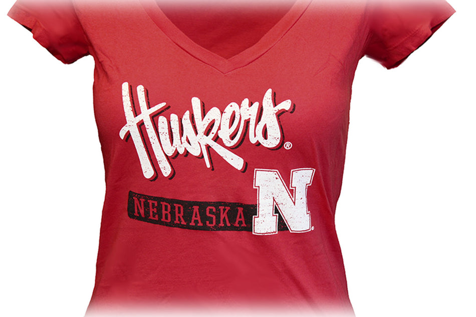 Ladies Huskers Nebraska V-Neck Tee