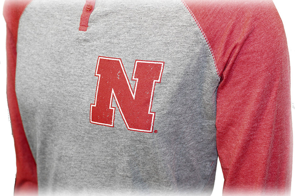 Grey Red Husker N Henley