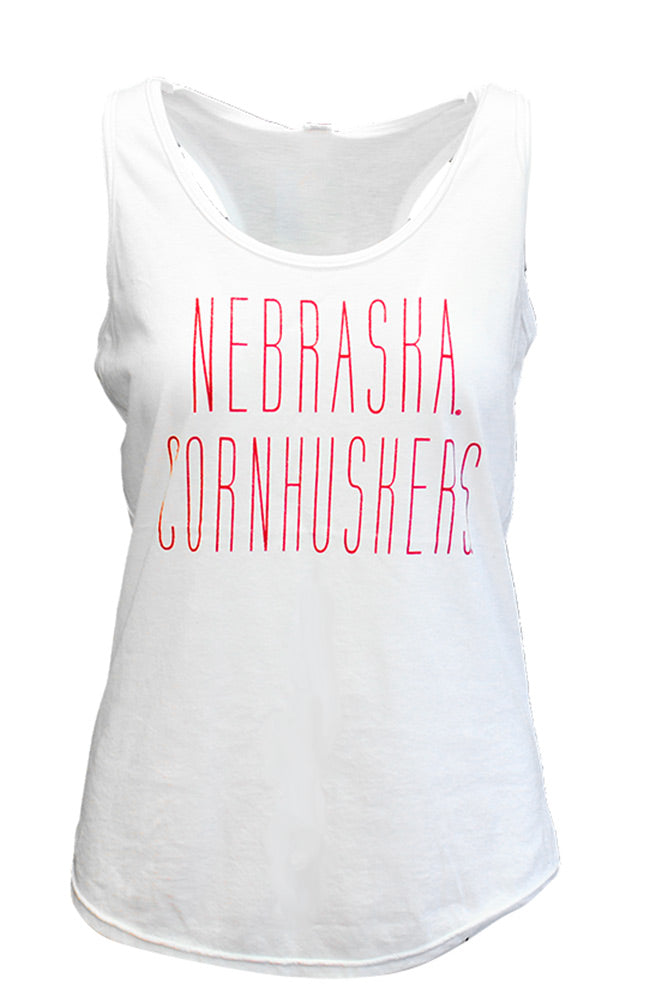 Ladies Nebraska Cornhuskers White Tank