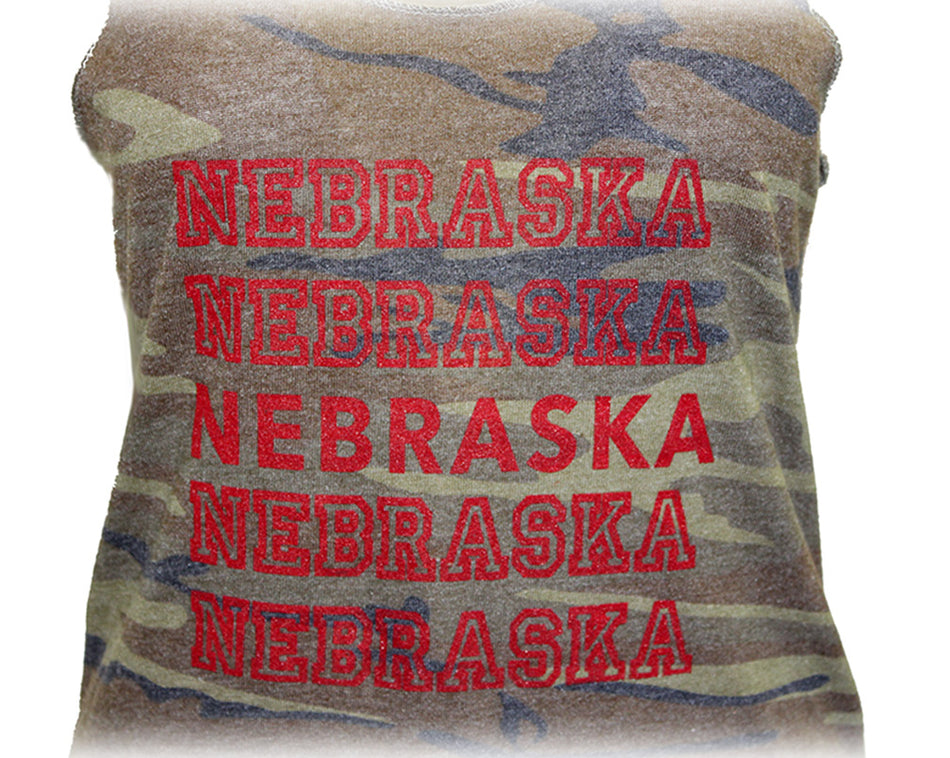 Ladies Camo Nebraska Ash Tank