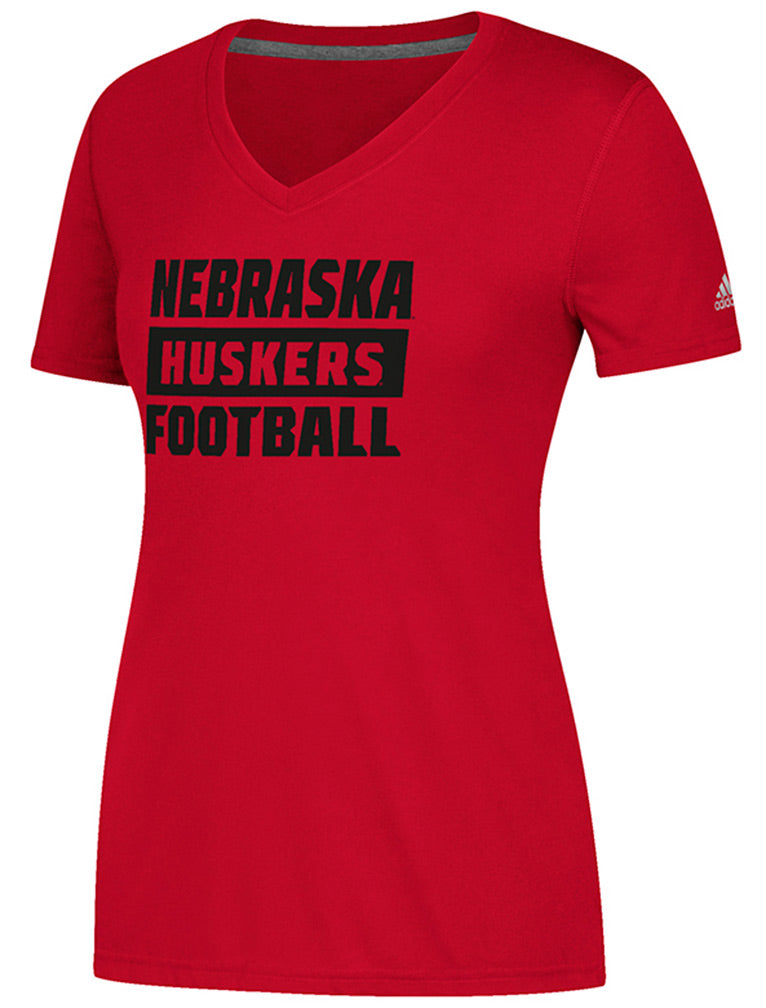 Adidas Lady Big Block Huskers V-Neck Tee