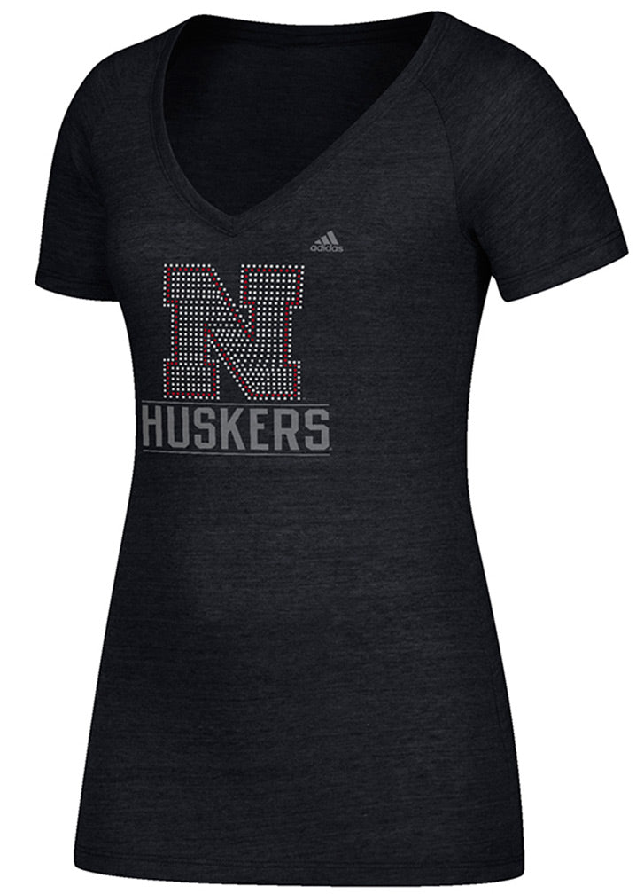 Adidas Nebraska N Rhinestone Triblend Vneck