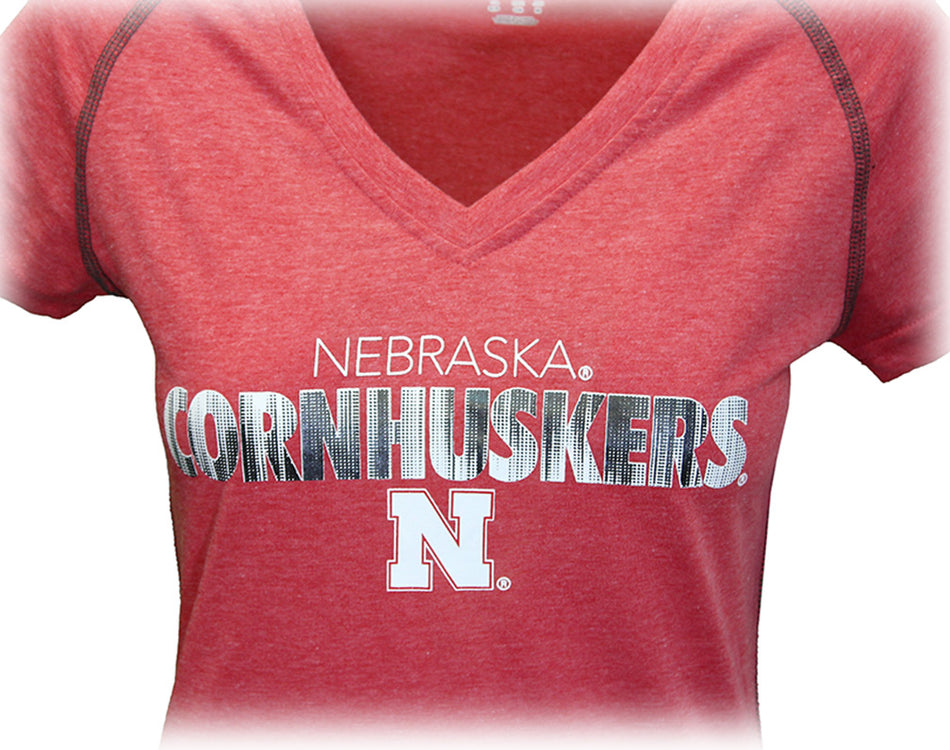 Nebraska Cornhuskers Ladies Stitch V-Neck Tee