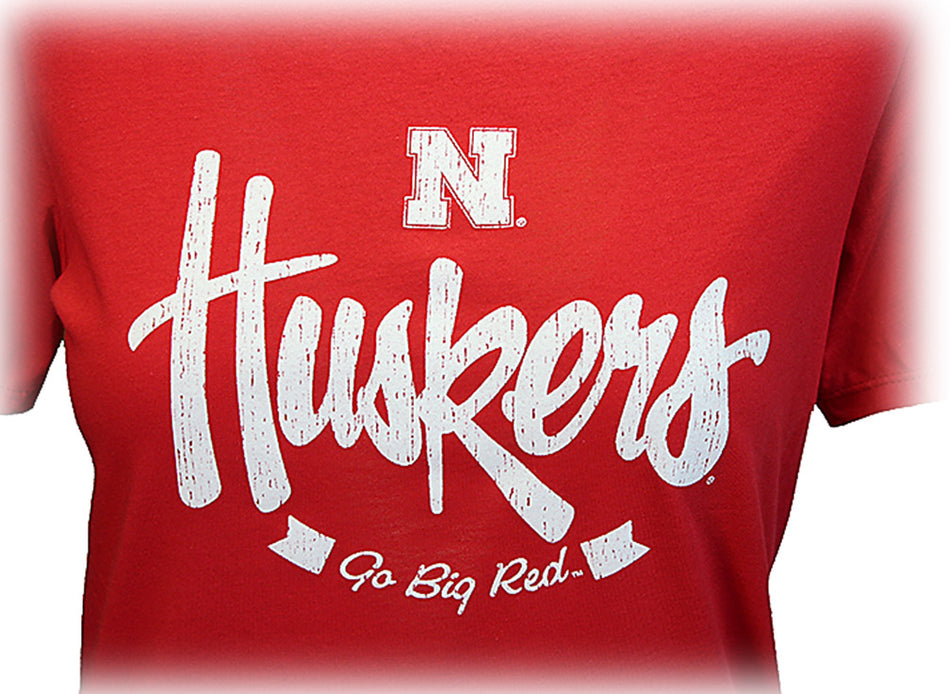 Ladies Huskers Script Champ Tee