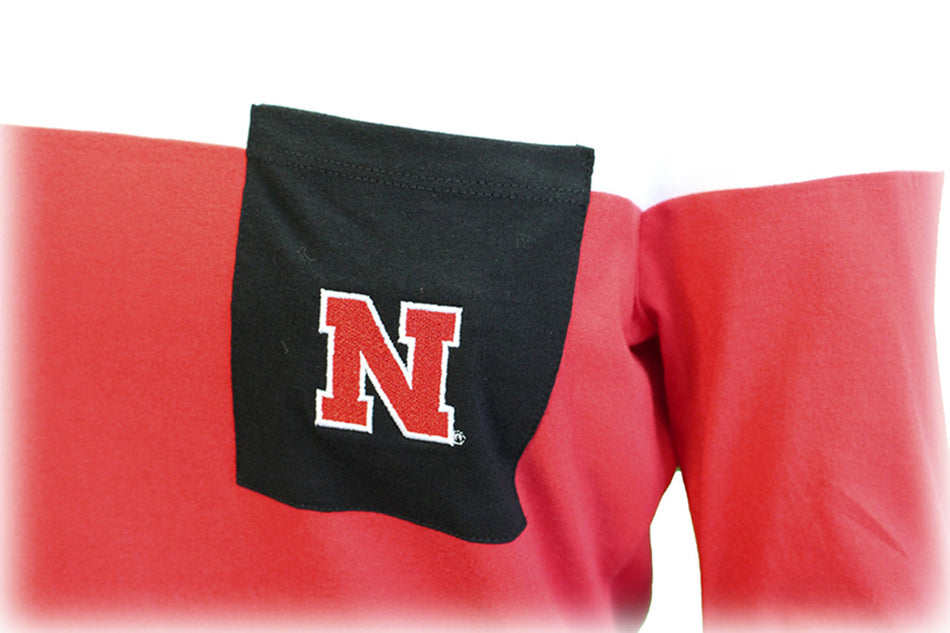 Ladies Nebraska N Pocket Scoop 3/4 Sleeve Top